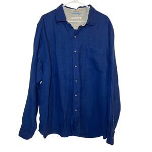 Tommy Bahama 100% Linen Shirt‎ Button Up Plaid Long Sleeve Casual Mens XL